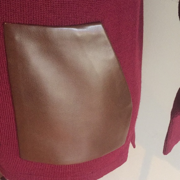 J.Crew Merino Wool Faux Leather Pocket Sweater - Picture 2 of 2